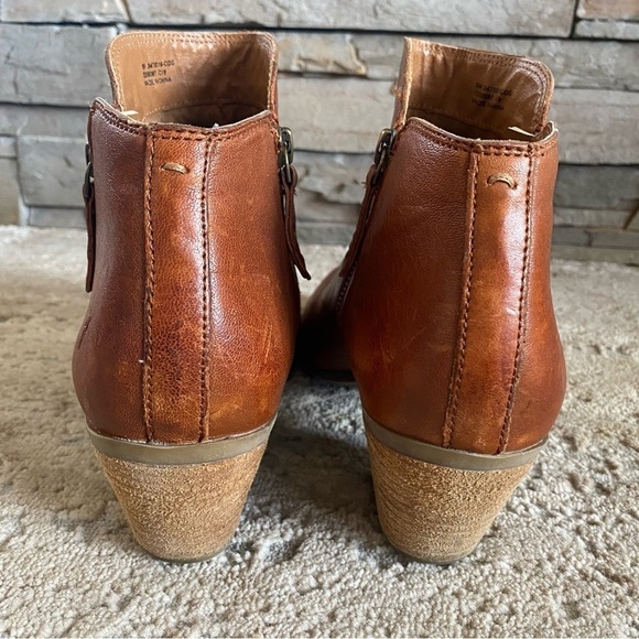 Frye Judith Whisky Brown Cognac Leather Ankle Booties Heeled Boots Dual Zipper:9 - Picture 4 of 13
